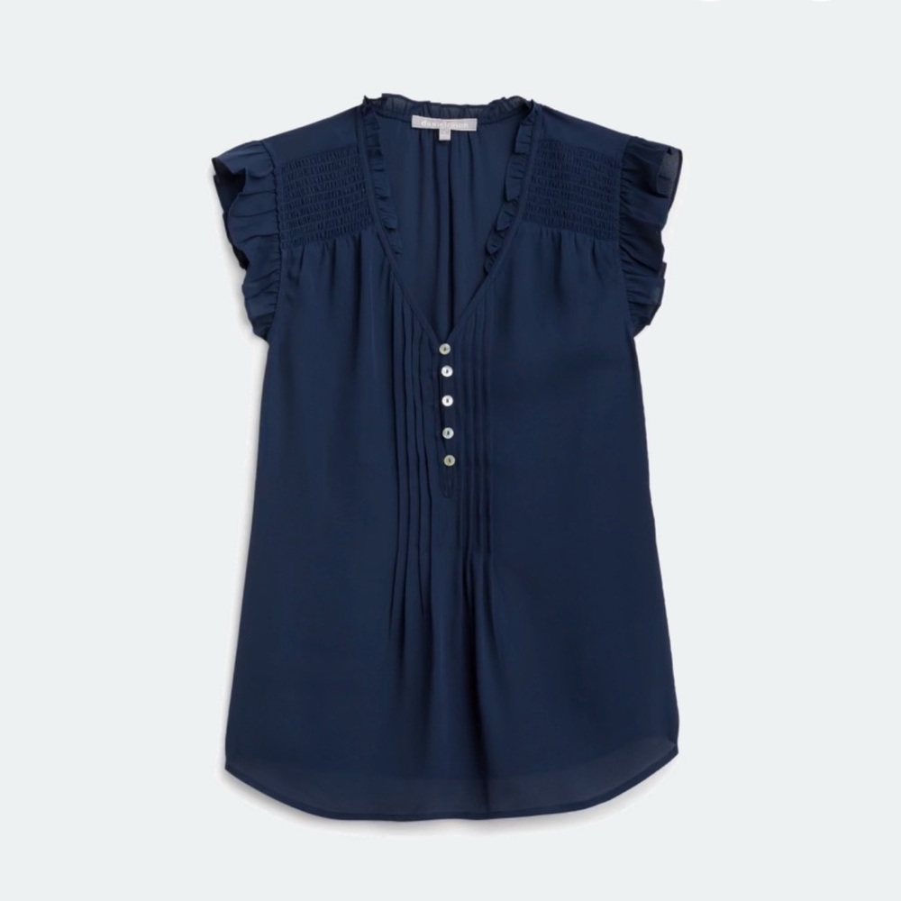 Daniel Rainn Midnight Blue Ruffle Blouse stitch fix